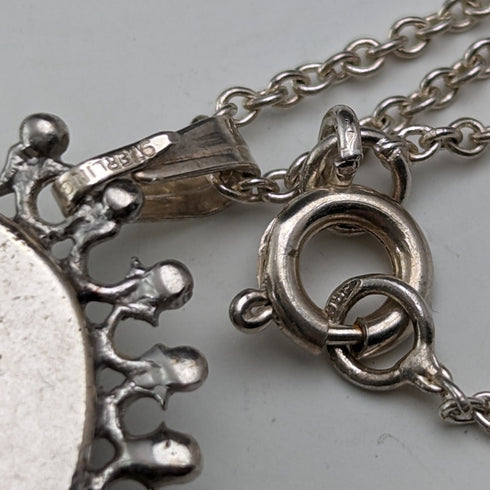 1978 British Vintage Wedgwood Sterling Silver & Green Jasper Pendant Necklace
